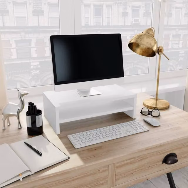 Berkfield Home Monitor Stand in White, W/D/H: 42 x 24 x 13 cm – 1