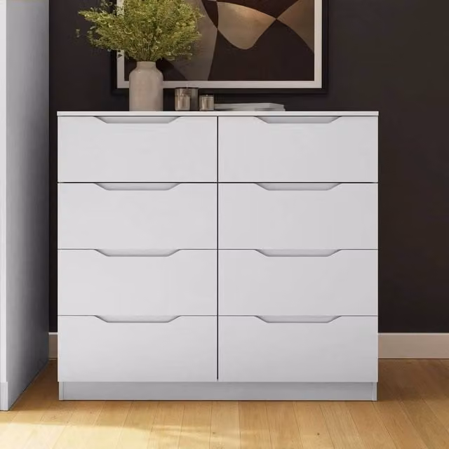 SPETLEK White 8 Drawer Chest of Drawers with Central Runners