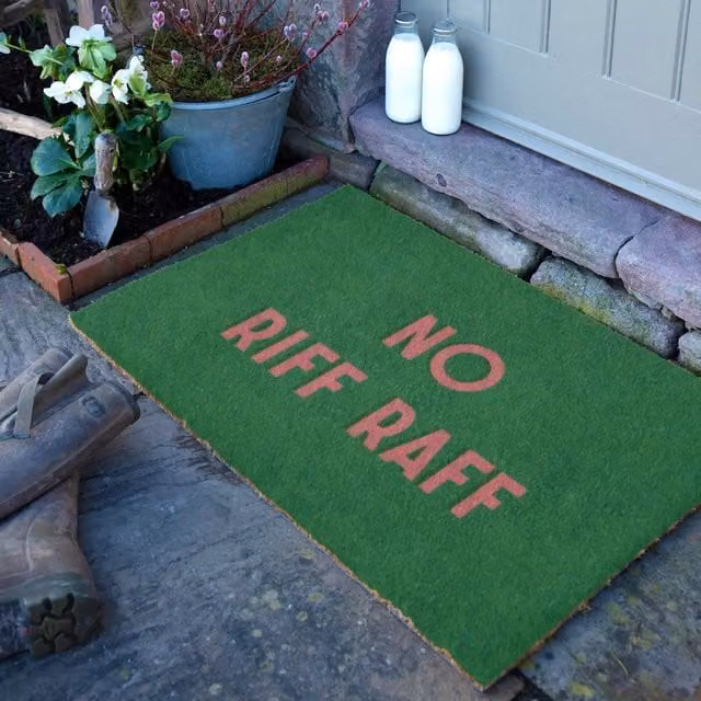 Artsy Mats No Riff Raff Doormat in Brown and Green, W: 90 cm, D: 60 cm – 1