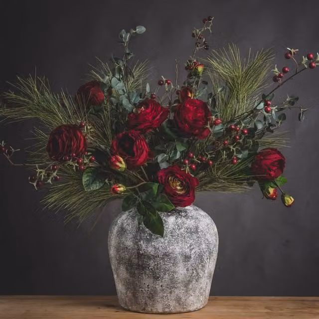 KDMK Timeless Aged Stone Ceramic Vase in Beige, Yellow or Grey, Height: 30 cm