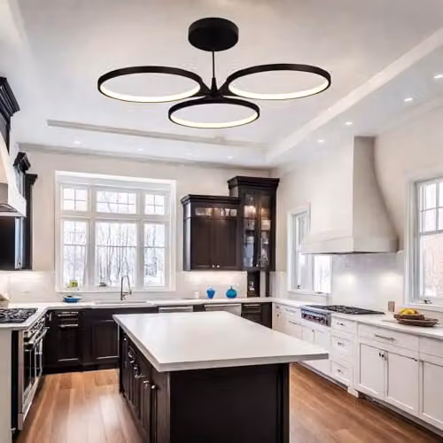 Harper Living Modern 3 Ring LED Pendant Light, Black, Dimmable and Adjustable, 18W, 1050lm, Warm White, Dia: 48 cm, H: 15.5-150 cm – 4