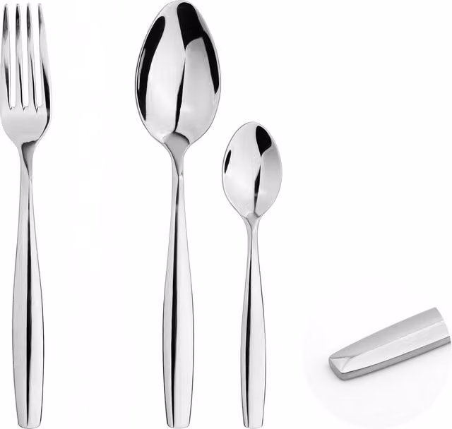 Glim & Glam 12-Piece Polished Stainless Steel Cutlery Set in Silver including Forks, Spoons and Teaspoons