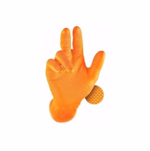 PDL Pegdev Premium Orange Nitrile Gloves, Powder-Free, Latex-Free, Textured Grip, Extra Large, 225 Pairs