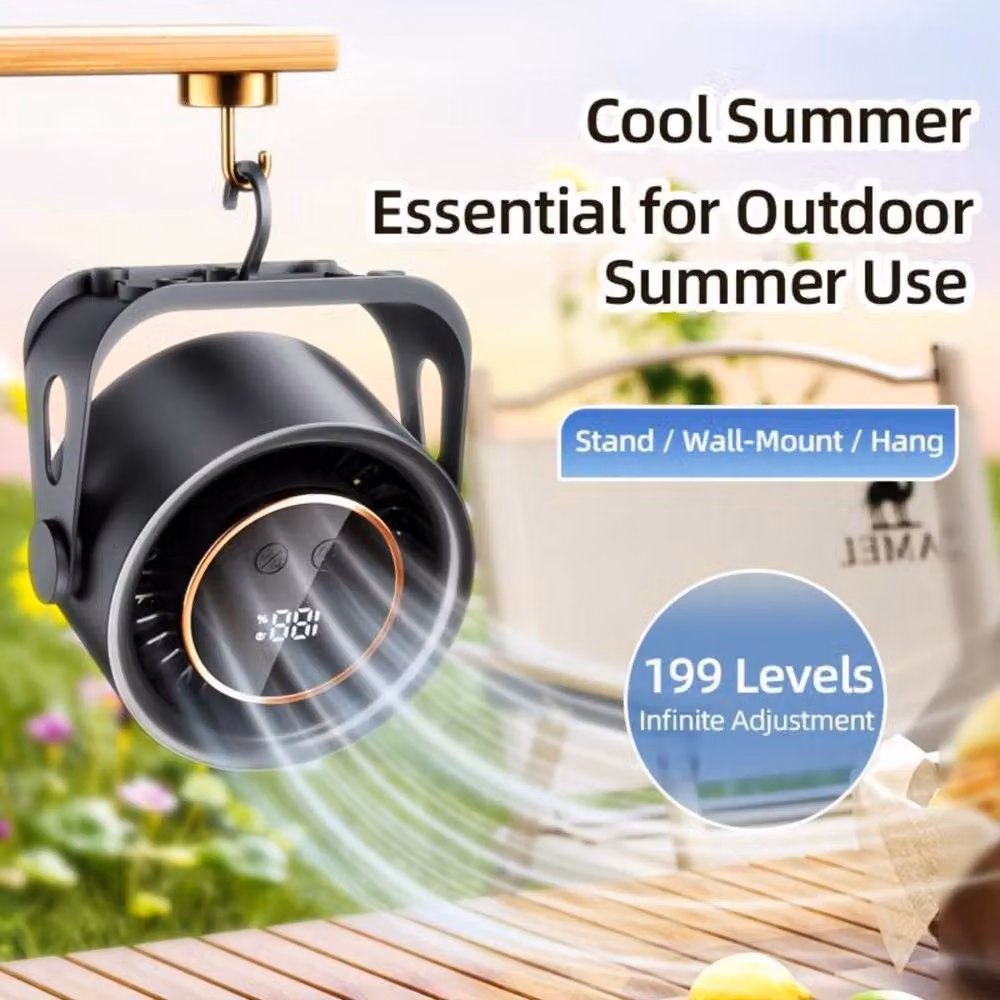 Dyzi Rechargeable Digital Display Desktop Fan in Grey – 3