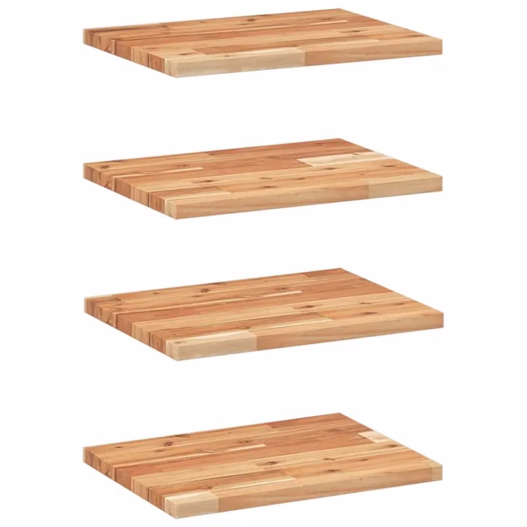 Berkfield Home Set of 4 Floating Acacia Wood Shelves, Brown Oil Finish, W/D/H: 40 x 30 x 2 cm