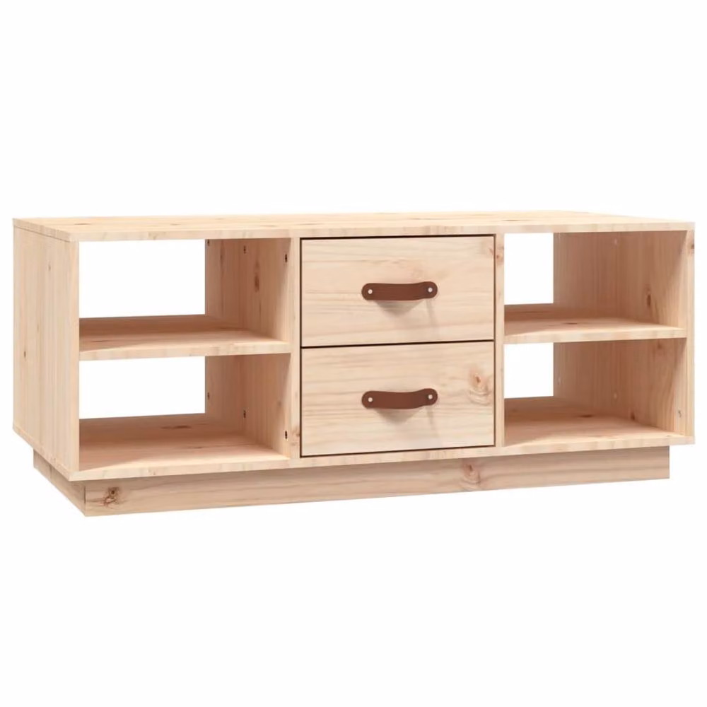 Berkfield Home Beautiful Coffee Table in Beige Solid Pine, W/D/H: 100 x 50 x 41 cm – 2