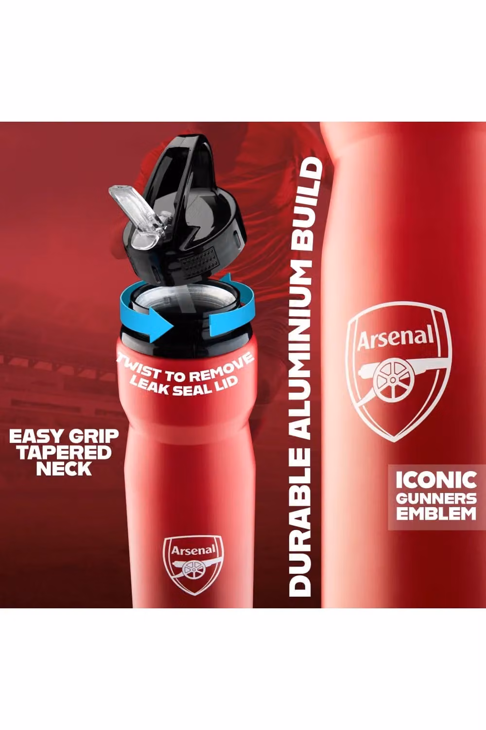 Hy-Pro International Arsenal F.C. Aluminium Sports Water Bottle with Straw, Red, 750ml – 9