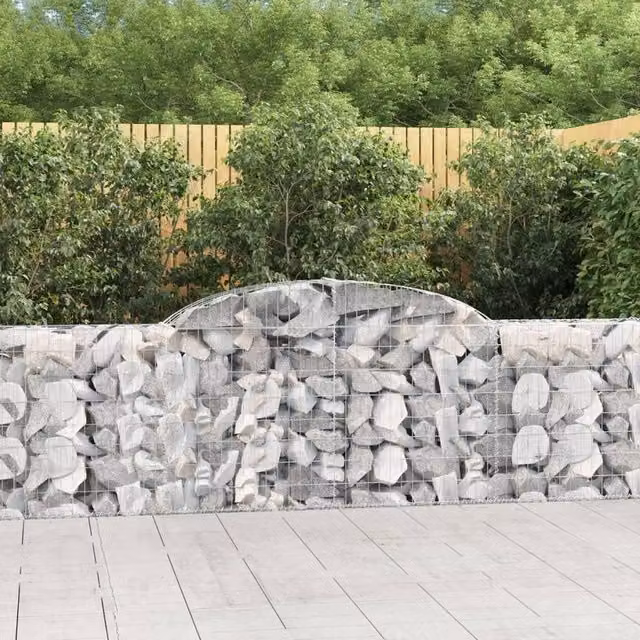 Berkfield Home Arched Gabion Baskets, 12 Piece Set, Silver Galvanised Steel, W: 300 cm, D: 30 cm, H: 80-100 cm