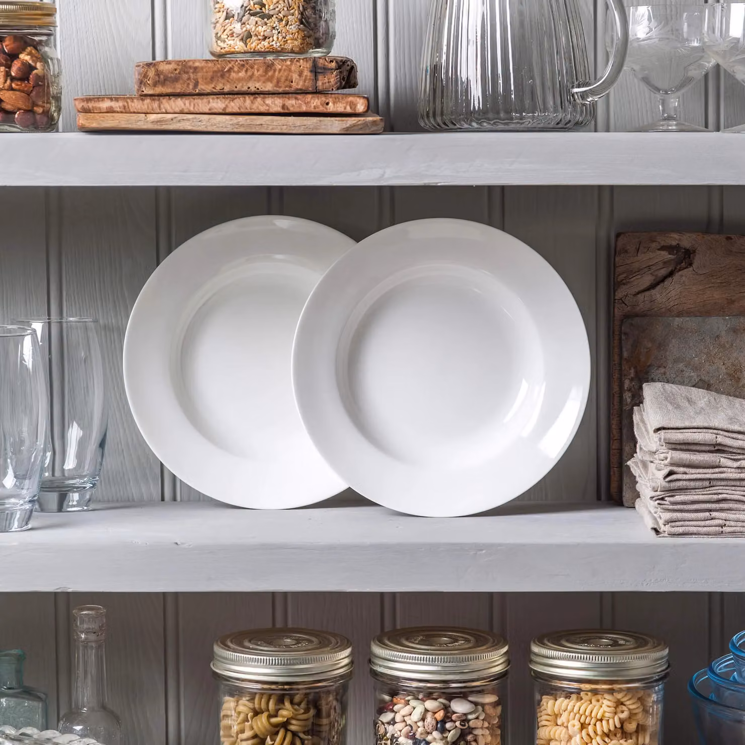 WM Bartleet & Sons Porcelain Wide Rim Soup, Cereal and Salad Bowl Set of 2, White, Diameter: 22 cm – 4