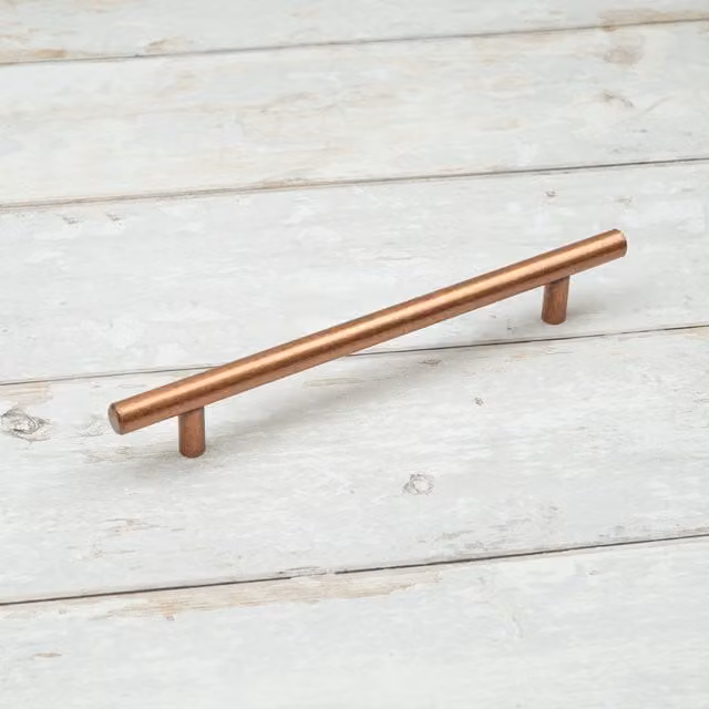 Handle & Home Brushed Copper T-Bar Cabinet Handle, Length: 22 cm