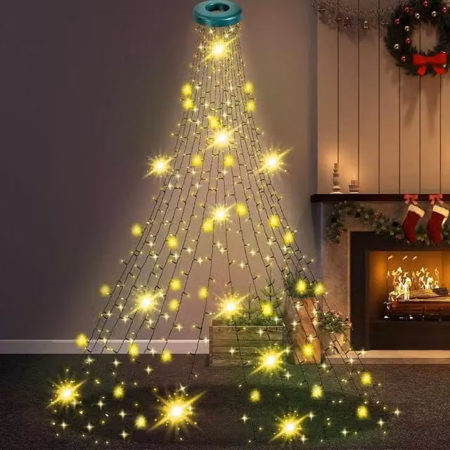 GloBrite Christmas Tree Ring Lights with 400 Warm White LEDs, IP44 Waterproof, Indoor and Outdoor Decorations with Timer and 8 Modes – 1
