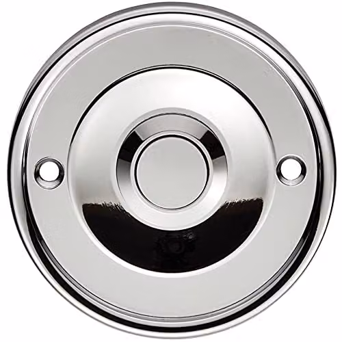 Loops Decorative Door Bell Cover Plate in Polished Chrome, Diameter: 65 mm, Depth: 7 mm – 1