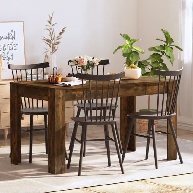 Berkfield Home Rectangular Dining Table in Smoked Oak Brown, W/D/H: 140 x 74.5 x 76 cm – 1