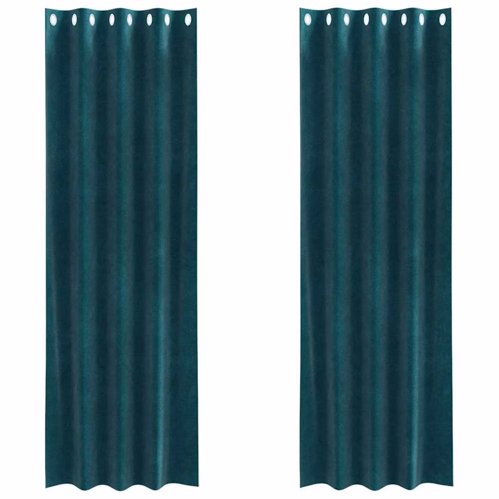 Berkfield Home Green Opaque Polyester Eyelet Curtains, W: 140 cm, H: 260 cm – 3