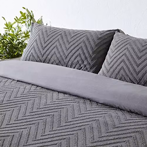 Riva Home Cotton Duvet Cover and Pillowcase Set in Grey Anthracite, W: 180 cm, H: 200 cm – 2
