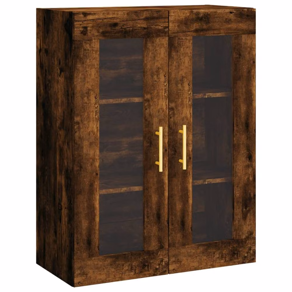 Berkfield Home Set of 2 Wall Mounted Cabinets in Smoked Oak Brown with Glass Doors – 3