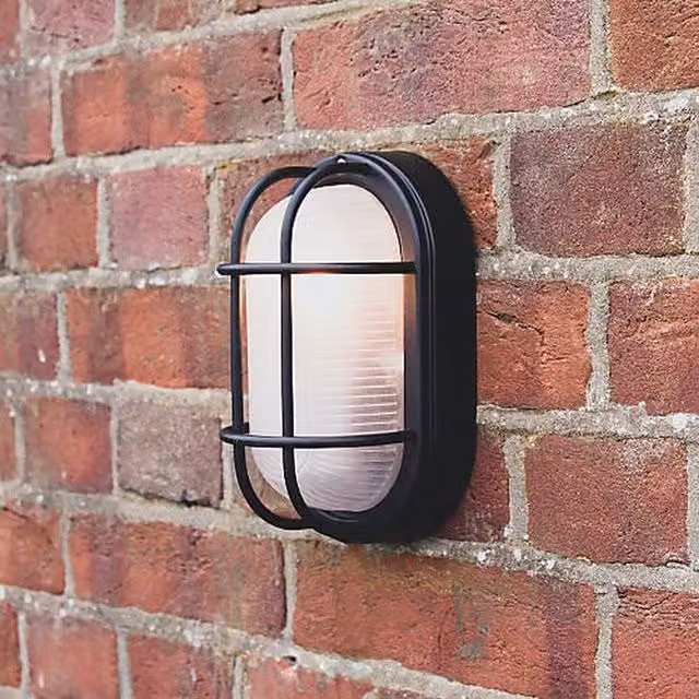 Lighting Legends Oval Grille LED Outdoor Wall Security Light in Black