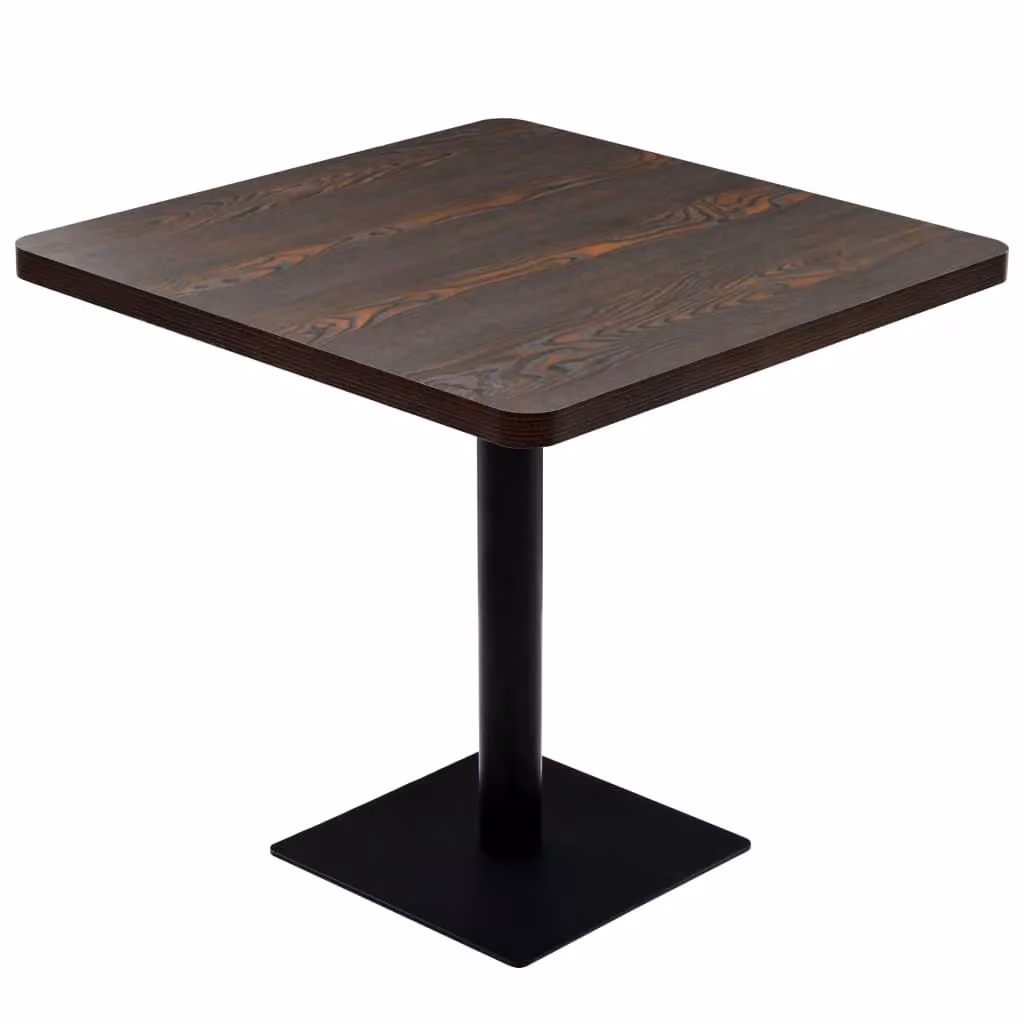 Berkfield Home Bistro Table in Dark Ash Brown, MDF and Steel, W/D/H: 80 x 80 x 75 cm – 2
