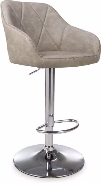 Shankar Modern Upholstered Bar Stool in Brown and Beige Synthetic Leather with Metal Frame
