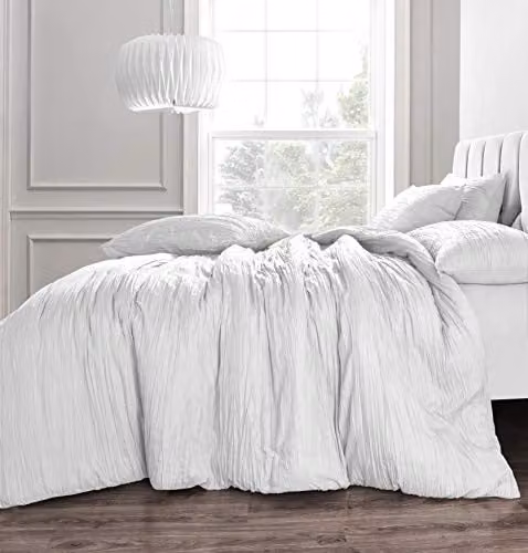 Velosso White Seersucker Microfibre Duvet Cover and Pillowcase Bedding Set, Single Bed (90 x 190 cm)