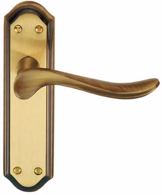 Loops Pair of Curved Handle on Sculpted Latch Backplates in Florentine Bronze, W: 180 mm, H: 48 mm