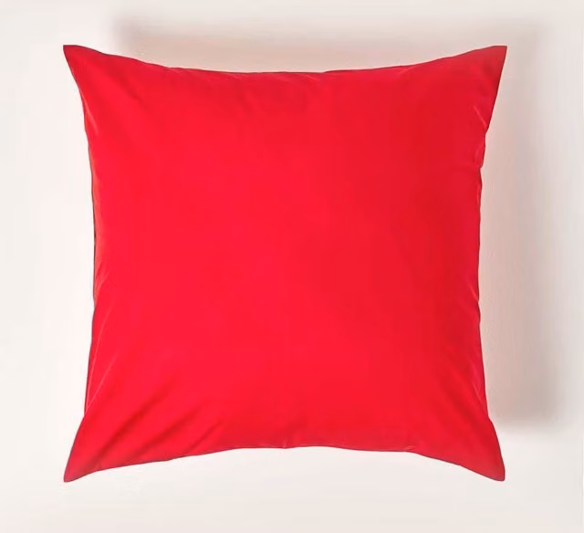 Homescapes Red Egyptian Cotton Percale Euro Pillowcase with Zip, W/D/H: 80 x 80 x 0 cm, 200 TC