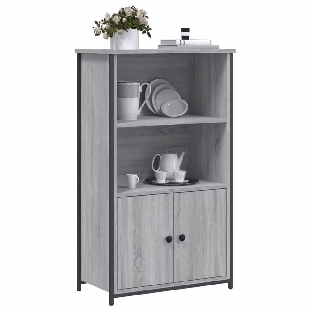 Berkfield Home Modern Grey Sonoma Highboard with Hinged Doors and Internal Shelves, W/D/H: 62 x 32 x 103.5 cm – 3