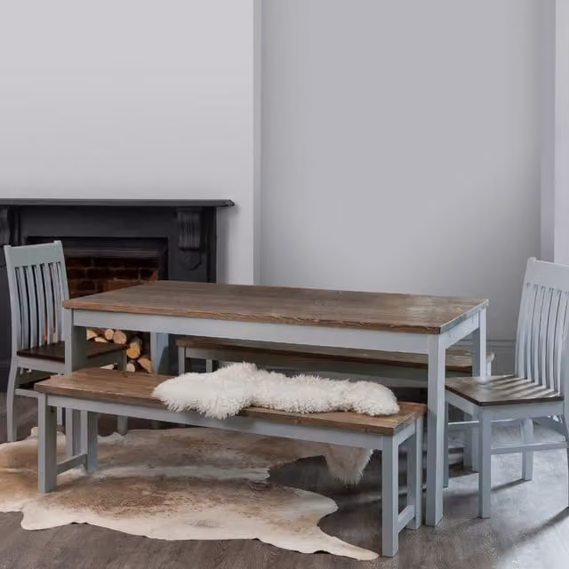 Noa and Nani Modern Extendable Rectangular Pine Dining Table in Grey