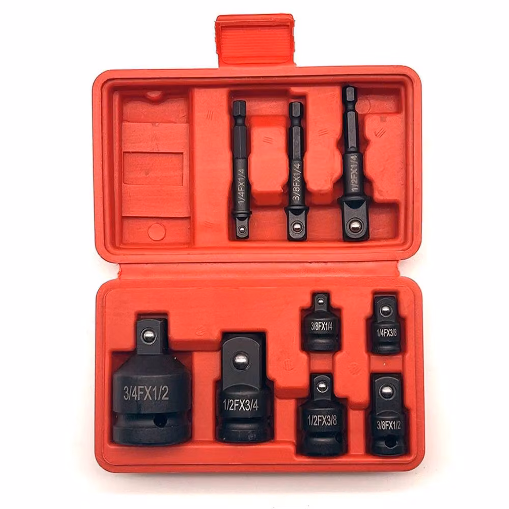 Nordara 9 Piece Impact Socket Adapter and Reducer Set in Black, 1/4 Inch, Chromium Vanadium Steel – 2