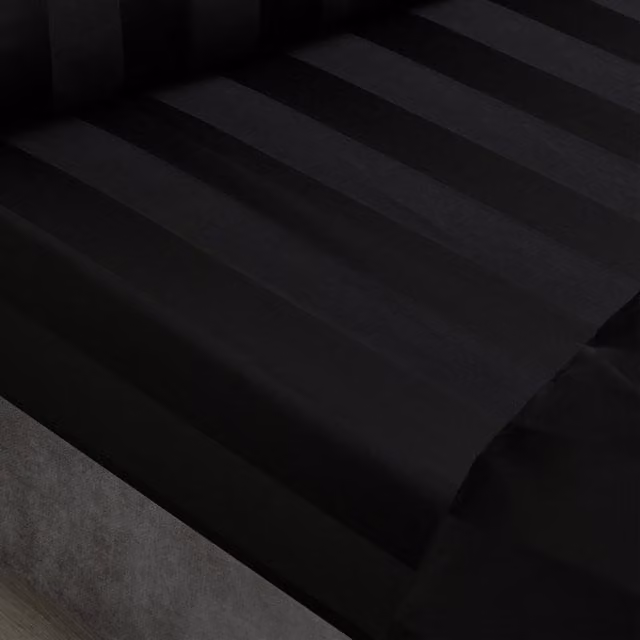 Catherine Lansfield So Soft Satin Stripe Microfibre Fitted Sheet, Black, 200 x 200 cm