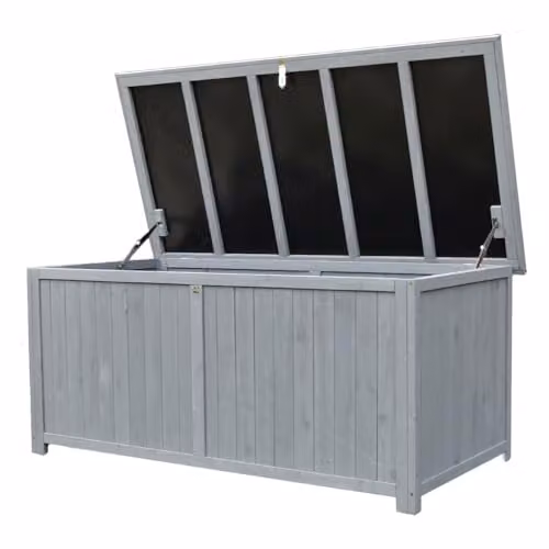 AIRWAVE Wooden Garden Storage Box with Lockable Showerproof Lid, 468L Capacity – 4