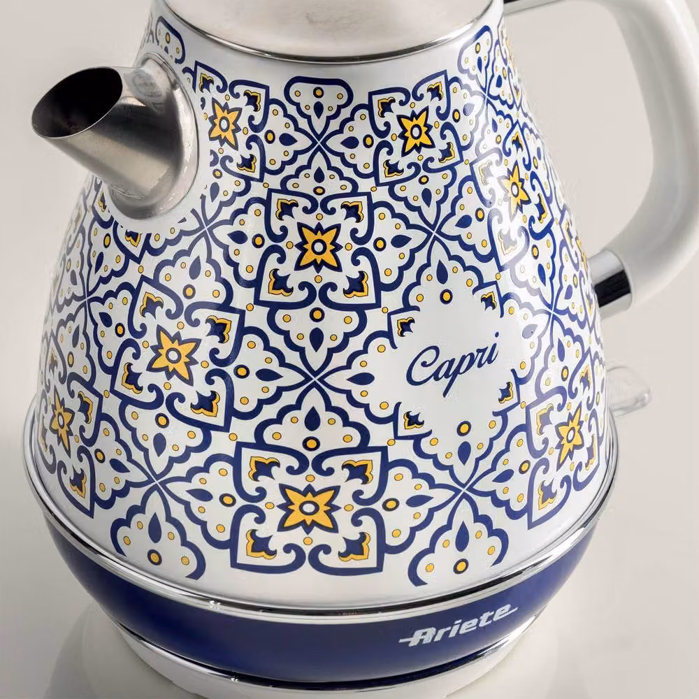 Ariete Capri Jug Kettle and 4 Slice Toaster Set in White with Italian Tile Design – 3