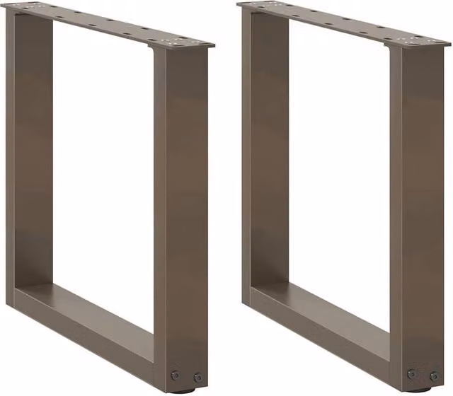 Berkfield Home U-Shaped Coffee Table Legs, 2 Pieces, Brown Steel, H: 50 cm, W: 42.5 cm, D: 42.5 cm – 1