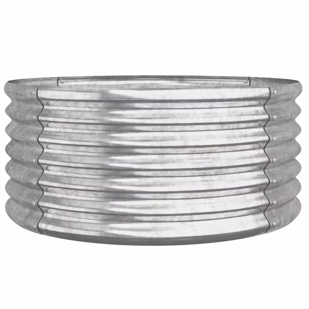 Berkfield Home Durable Steel Garden Planter Tub, Silver, W/D/H: 80 x 80 x 36 cm – 3