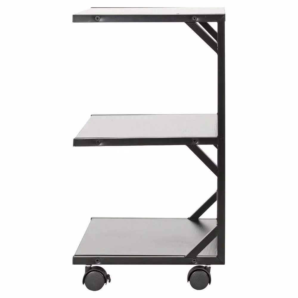FLAVORA Modern 3-Tier Black Metal Rolling Side Table – 4