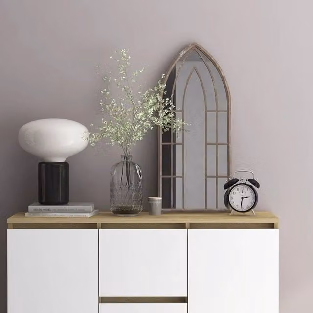 Berkfield Home Sand Mirror in Beige, Rectangular Metal Wall Mirror, W: 70 cm, H: 30 cm – 1