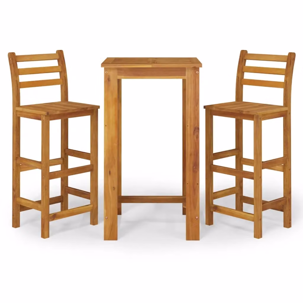 Berkfield Home 3 Piece Garden Bar Set in Brown Oiled Solid Acacia Wood – 2