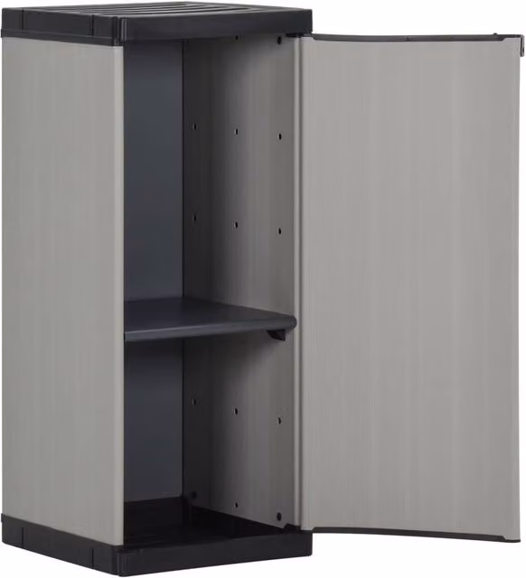Berkfield Home Garden Storage Cabinet with 1 Internal Shelf, Grey and Black, W/D/H: 35 x 40 x 85 cm
