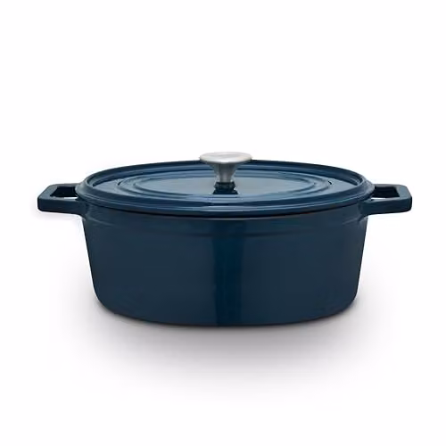 Barbary & Oak Nattura Oval Cast Iron Casserole with Enamel Interior and Self Basting Lid, Agave, 4.3 l – 1