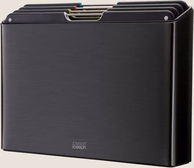 Joseph Joseph Folio 4 Piece Stainless Steel and Plastic Chopping Board Set, Black
