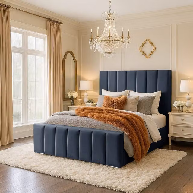 Desire Deco Clara Upholstered Velvet Bed Frame, Grey, W/D/H: 180 x 200 cm