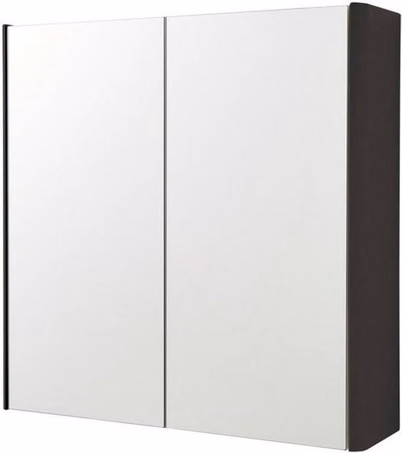 Clifton Matt Graphite 2-Door Mirror Bathroom Cabinet in Grey, H 60 cm x W 60 cm