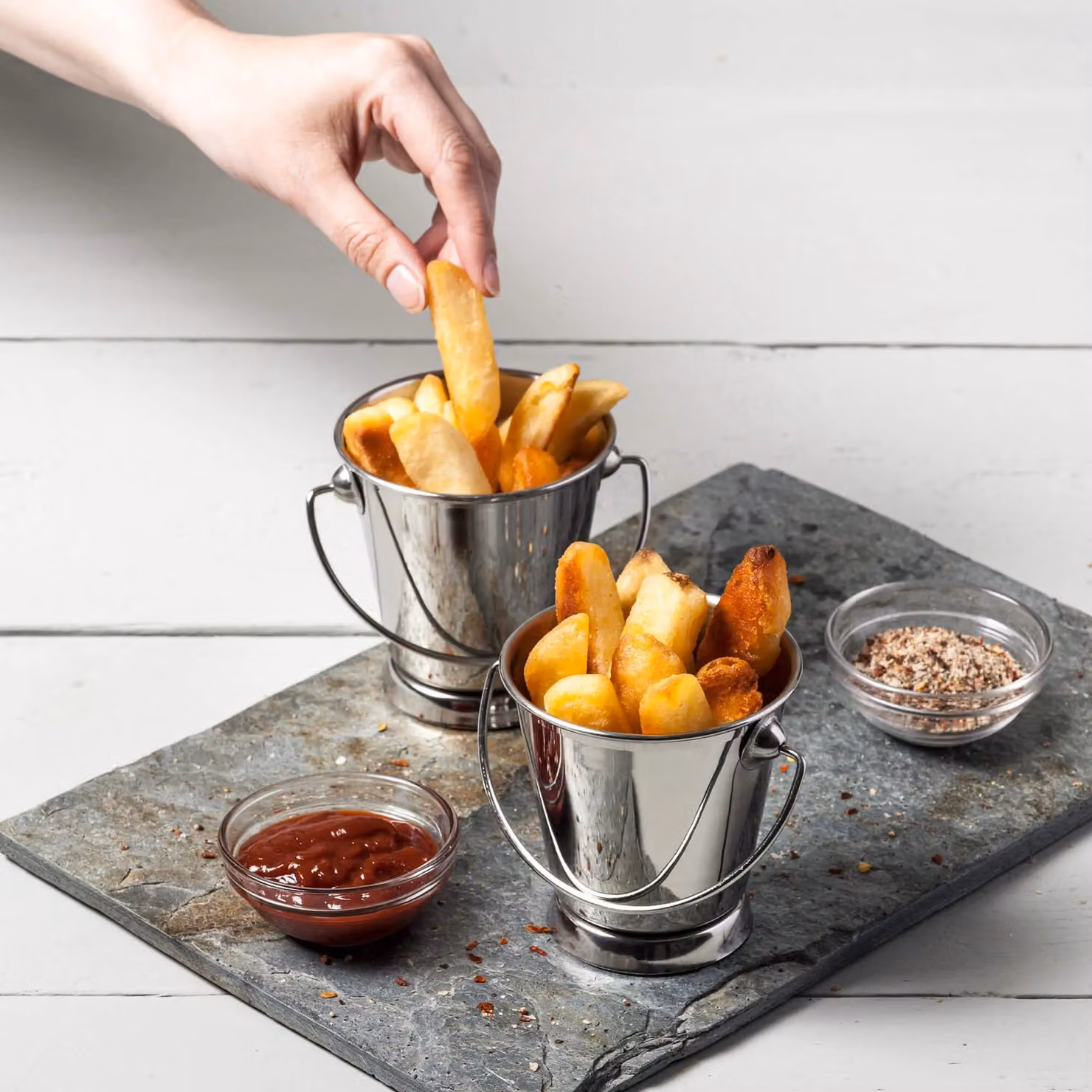 Kilo Mini Stainless Steel Serving Bucket Set of 2 in Metallic Silver – 2