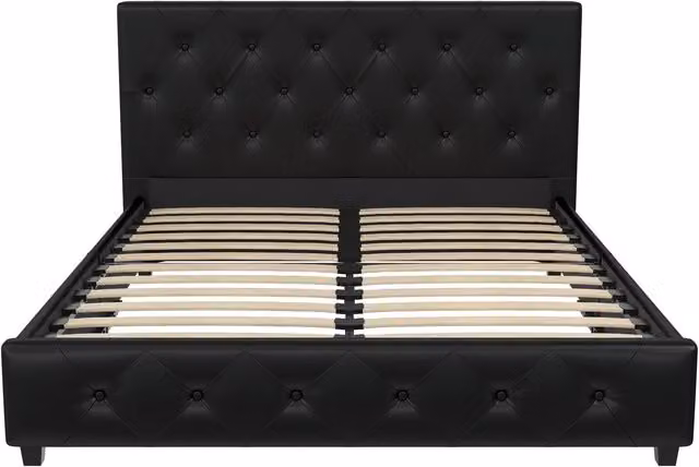Dorel Home Dakota Upholstered Bed in Black, W/D/H: 180 x 200 cm
