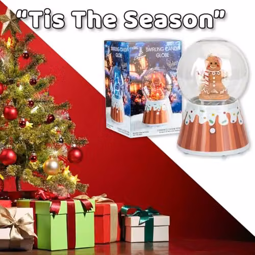 VFM e-Store Christmas Gingerbread Man Light Up Snow Globe Blower in Brown and Multicolour, W/D/H: 18 x 12 x 12 cm – 5