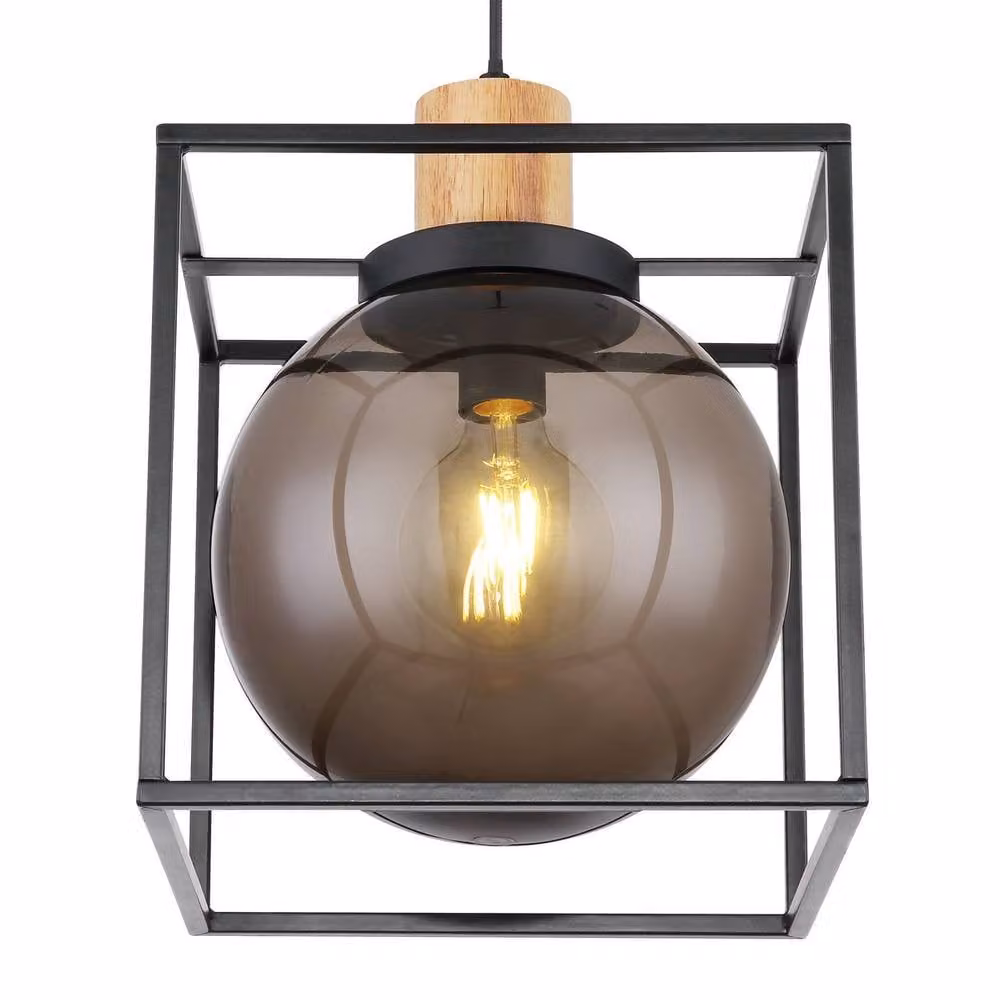 Netlighting Hilko Square Wire Frame Pendant Ceiling Light in Matt Black with 1x E27 Socket – 2