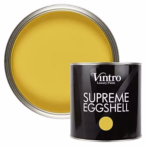 Vintro Water Based Satin Eggshell Paint for Interior and Exterior Walls, Wood and Trim, Sunflower Yellow, 2.5 l