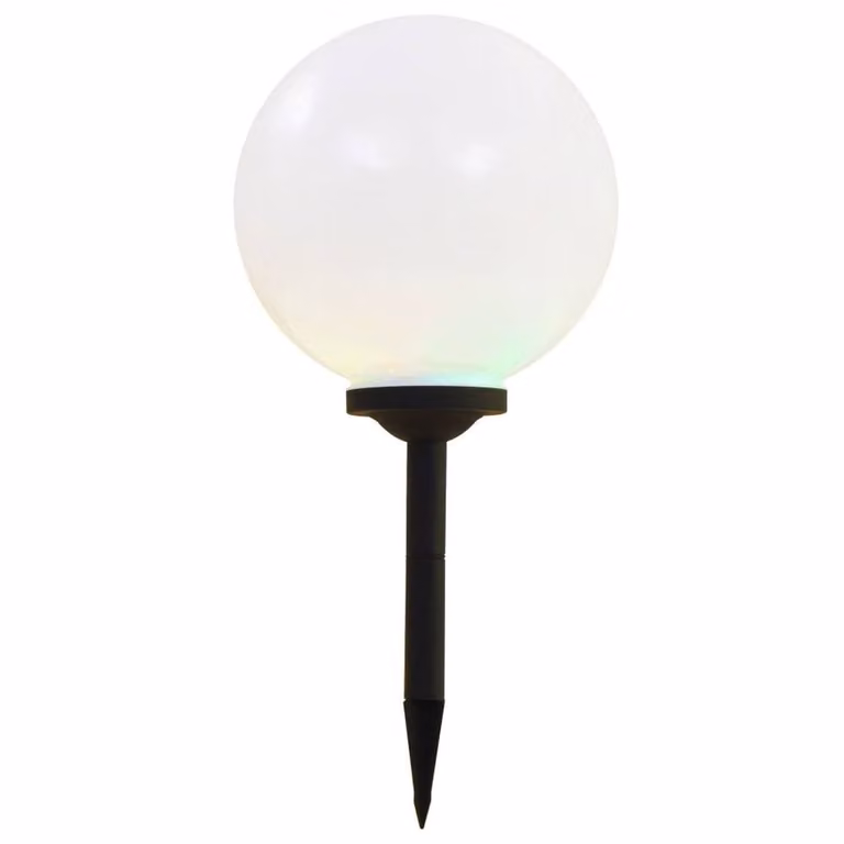 Berkfield Home Outdoor Solar LED Spherical Lamps, 2 Pack, White with RGB Multicolour Effect, Diameter: 30 cm