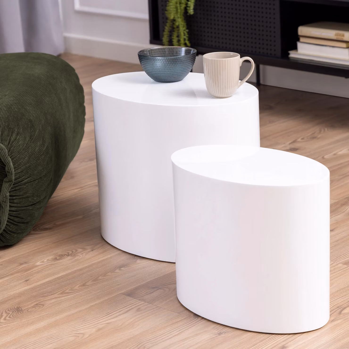 Furniture To Go Mice Set of 2 Oval Coffee Tables in White Glossy MDF – 3