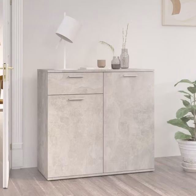 Berkfield Home Concrete Grey Sideboard in MDF, W/D/H: 80 x 36 x 75 cm
